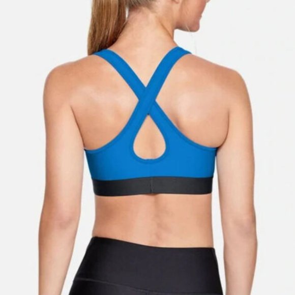 NWT $45 UNDER ARMOUR Women XS Mid Crossback Compression Logo Sports Bra A-C Cup - Picture 5 of 11